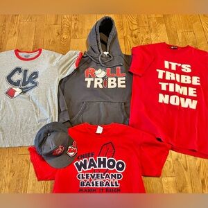 Chief Wahoo Cleveland Indians Baseball Lot Guardians MLB Size L Shirts Hat Patch